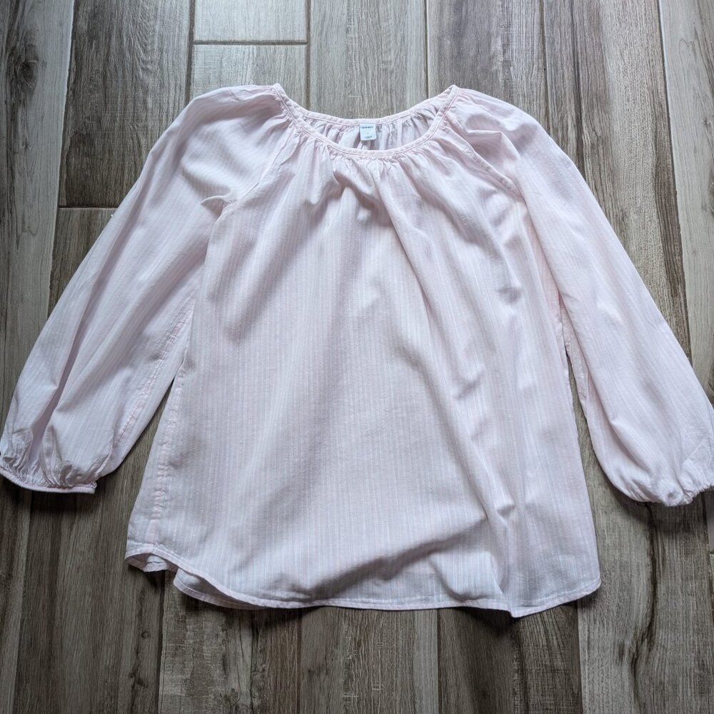 Old Navy Pink Striped Peasant Blouse Long Sleeve Size M